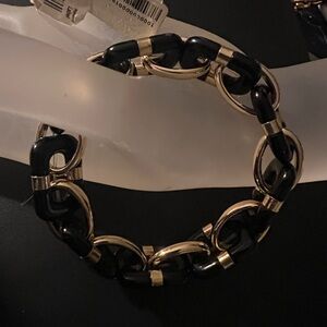 Macys💥NWT💥Black/Gold Link Stretch Bracelet